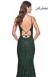 La Femme 32309 Illusion Sides Lace-Up Back V-Neck Dress