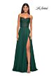 La Femme 32311 Lace Corset High Slit Strapless Dress