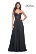 La Femme 32311 Lace Corset High Slit Strapless Dress