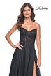 La Femme 32311 Lace Corset High Slit Strapless Dress