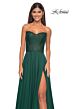 La Femme 32311 Lace Corset High Slit Strapless Dress