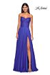 La Femme 32311 Lace Corset High Slit Strapless Dress