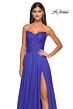 La Femme 32311 Lace Corset High Slit Strapless Dress