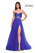 La Femme 32313 High Slit Lace Corset Strapless Dress