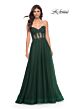 La Femme 32313 High Slit Lace Corset Strapless Dress
