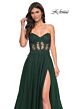La Femme 32313 High Slit Lace Corset Strapless Dress
