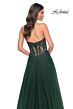 La Femme 32313 High Slit Lace Corset Strapless Dress