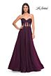 La Femme 32313 High Slit Lace Corset Strapless Dress