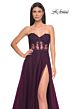 La Femme 32313 High Slit Lace Corset Strapless Dress