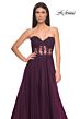 La Femme 32313 High Slit Lace Corset Strapless Dress