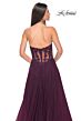 La Femme 32313 High Slit Lace Corset Strapless Dress