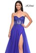 La Femme 32313 High Slit Lace Corset Strapless Dress