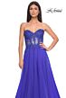 La Femme 32313 High Slit Lace Corset Strapless Dress