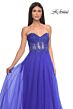 La Femme 32313 High Slit Lace Corset Strapless Dress