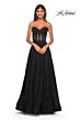 La Femme 32313 High Slit Lace Corset Strapless Dress