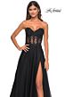 La Femme 32313 High Slit Lace Corset Strapless Dress