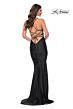La Femme 32319 Sparkly Neckline Lace-Up Back Dress