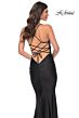 La Femme 32319 Sparkly Neckline Lace-Up Back Dress