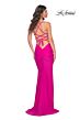 La Femme 32320 Empire Waist Glitter Top Lace-Up Dress