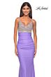 La Femme 32320 Empire Waist Glitter Top Lace-Up Dress