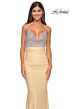 La Femme 32320 Empire Waist Glitter Top Lace-Up Dress