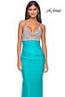 La Femme 32320 Empire Waist Glitter Top Lace-Up Dress