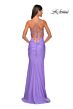 La Femme 32320 Empire Waist Glitter Top Lace-Up Dress