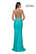 La Femme 32320 Empire Waist Glitter Top Lace-Up Dress