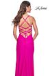 La Femme 32321 Lace Corset Slit Skirt Dress