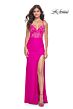 La Femme 32321 Lace Corset Slit Skirt Dress