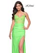 La Femme 32321 Lace Corset Slit Skirt Dress