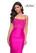 La Femme 32322 Illusion Corset Ruched Skirt Dress