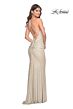 La Femme 32327 Cowl Neckline Embellished Lace-Up Dress