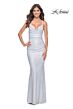 La Femme 32327 Cowl Neckline Embellished Lace-Up Dress