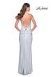 La Femme 32327 Cowl Neckline Embellished Lace-Up Dress