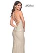 La Femme 32327 Cowl Neckline Embellished Lace-Up Dress
