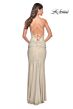 La Femme 32327 Cowl Neckline Embellished Lace-Up Dress