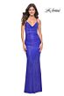 La Femme 32327 Cowl Neckline Embellished Lace-Up Dress