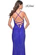 La Femme 32327 Cowl Neckline Embellished Lace-Up Dress