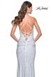 La Femme 32327 Cowl Neckline Embellished Lace-Up Dress