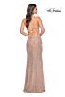 La Femme 32331 High Slit Lace-Up Back Sequin Dress