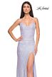 La Femme 32331 High Slit Lace-Up Back Sequin Dress