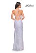 La Femme 32331 High Slit Lace-Up Back Sequin Dress