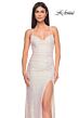 La Femme 32331 High Slit Lace-Up Back Sequin Dress