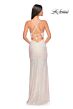 La Femme 32331 High Slit Lace-Up Back Sequin Dress