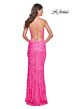 La Femme 32332 Lace-Up Back Floral Sequin Dress