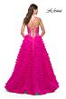 La Femme 32334 Ruffle Skirt Floral Corset Lace-Up Dress