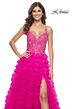 La Femme 32334 Ruffle Skirt Floral Corset Lace-Up Dress