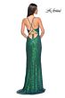 La Femme 32339 High Slit Lace-Up Back Sequin Dress