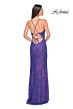 La Femme 32339 High Slit Lace-Up Back Sequin Dress